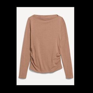 Old Navy Slit Neck with Side Ruching Top, Cotton/Modal, Driftwood, Large